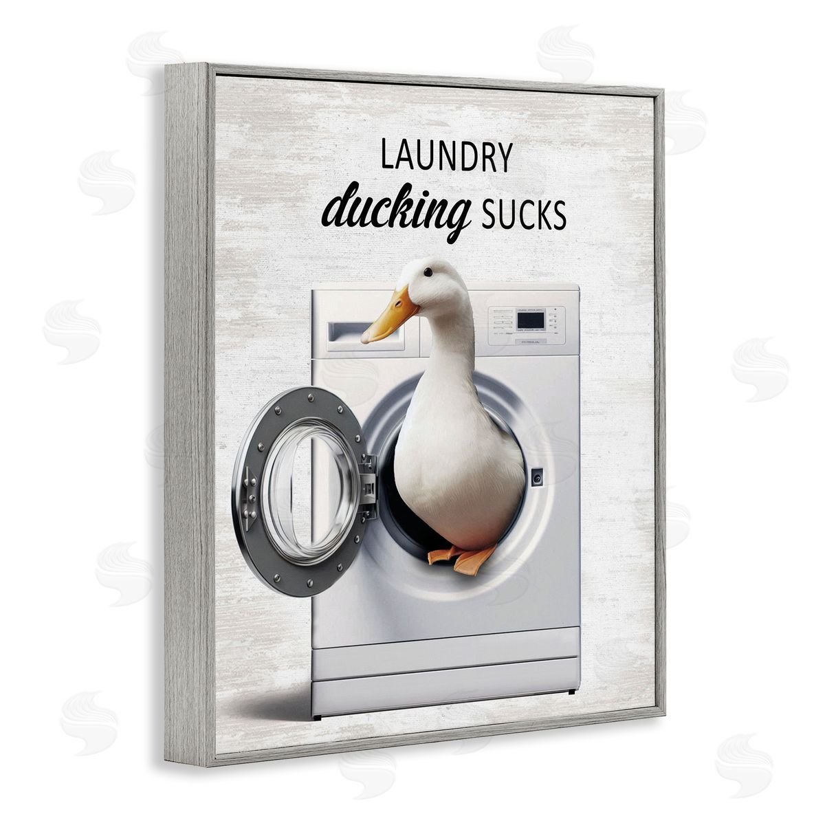 Funny Laundry & Duck Grey Frame Print Wall Art, Home Decor by Lettered and Lined