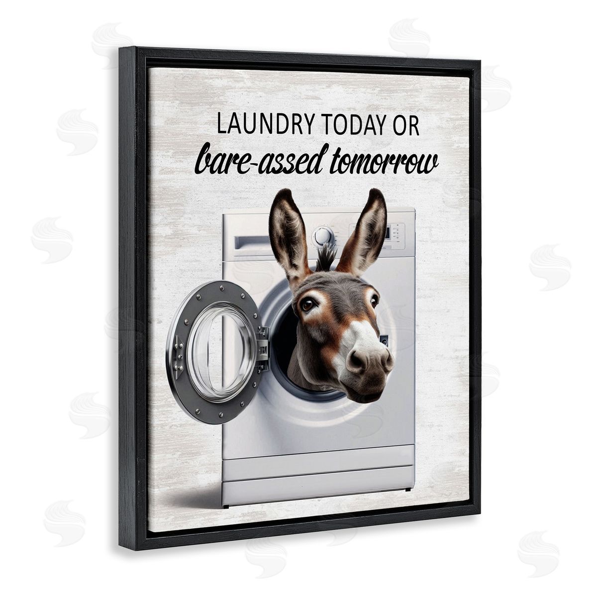 Sassy Laundry Donkey Pun Black Floating Frame Canvas Wall Art, Home Decor by Lettered and Lined