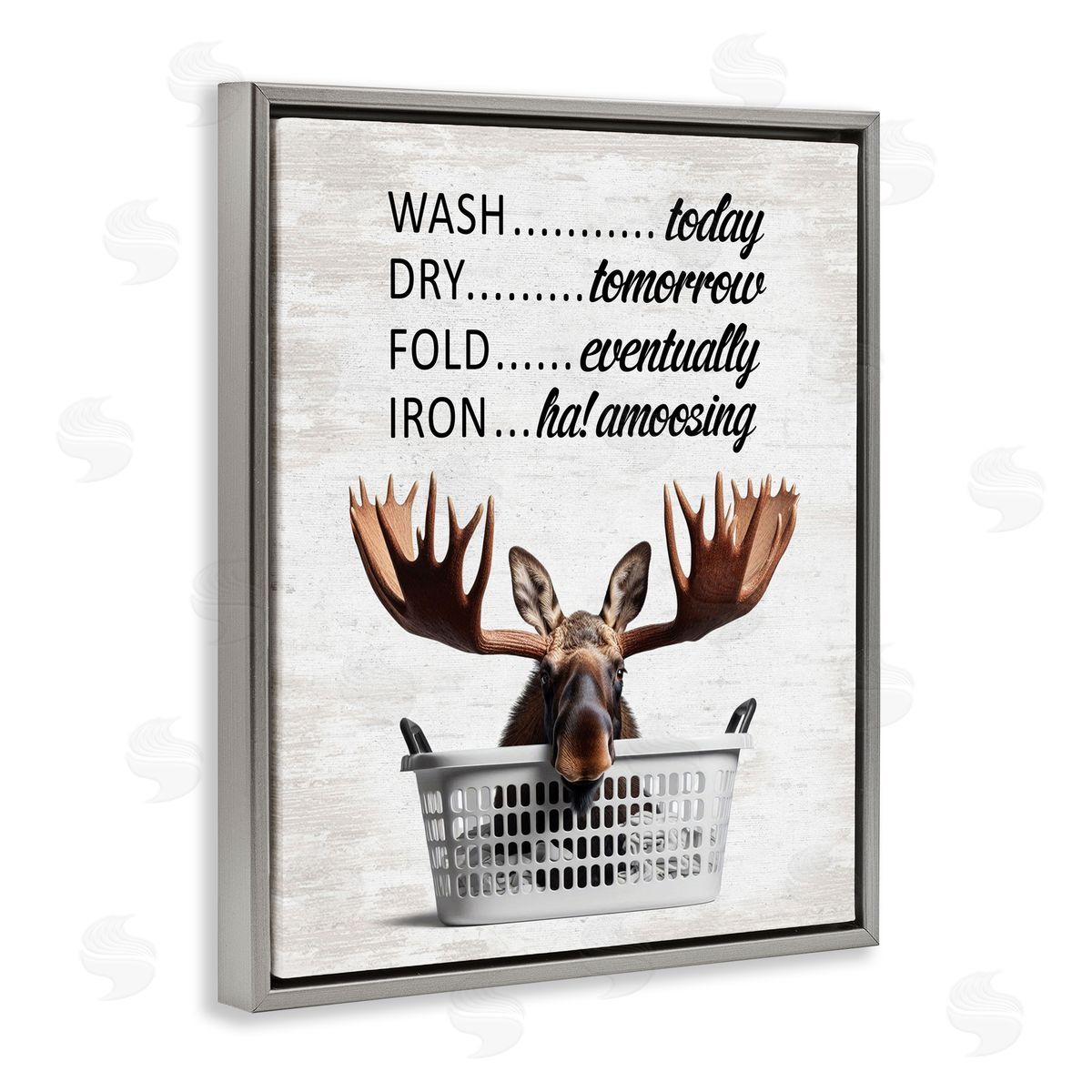 Sassy Moose & Laundry Grey Floating Frame Canvas Wall Art, Home Decor by Lettered and Lined
