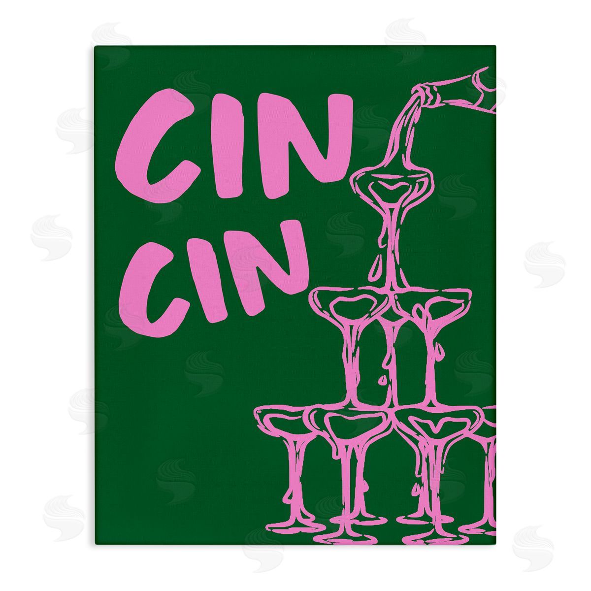 Green & Pink Cin Cin Canvas Wall Art, Home Decor by House of Lulu