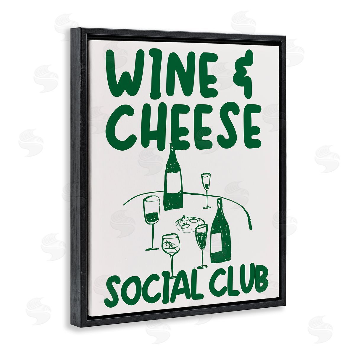 Wine & Cheese Social Club Black Floating Frame Canvas Wall Art, Home Decor by House of Lulu