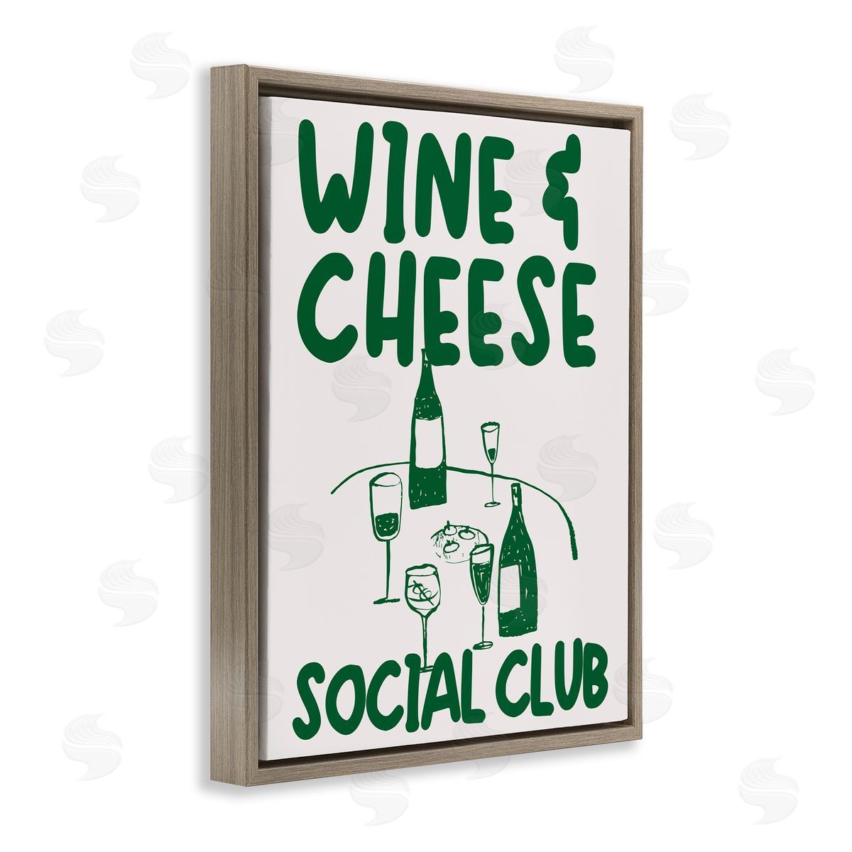 Wine & Cheese Social Club Brown Floating Frame Canvas Wall Art, Home Decor by House of Lulu