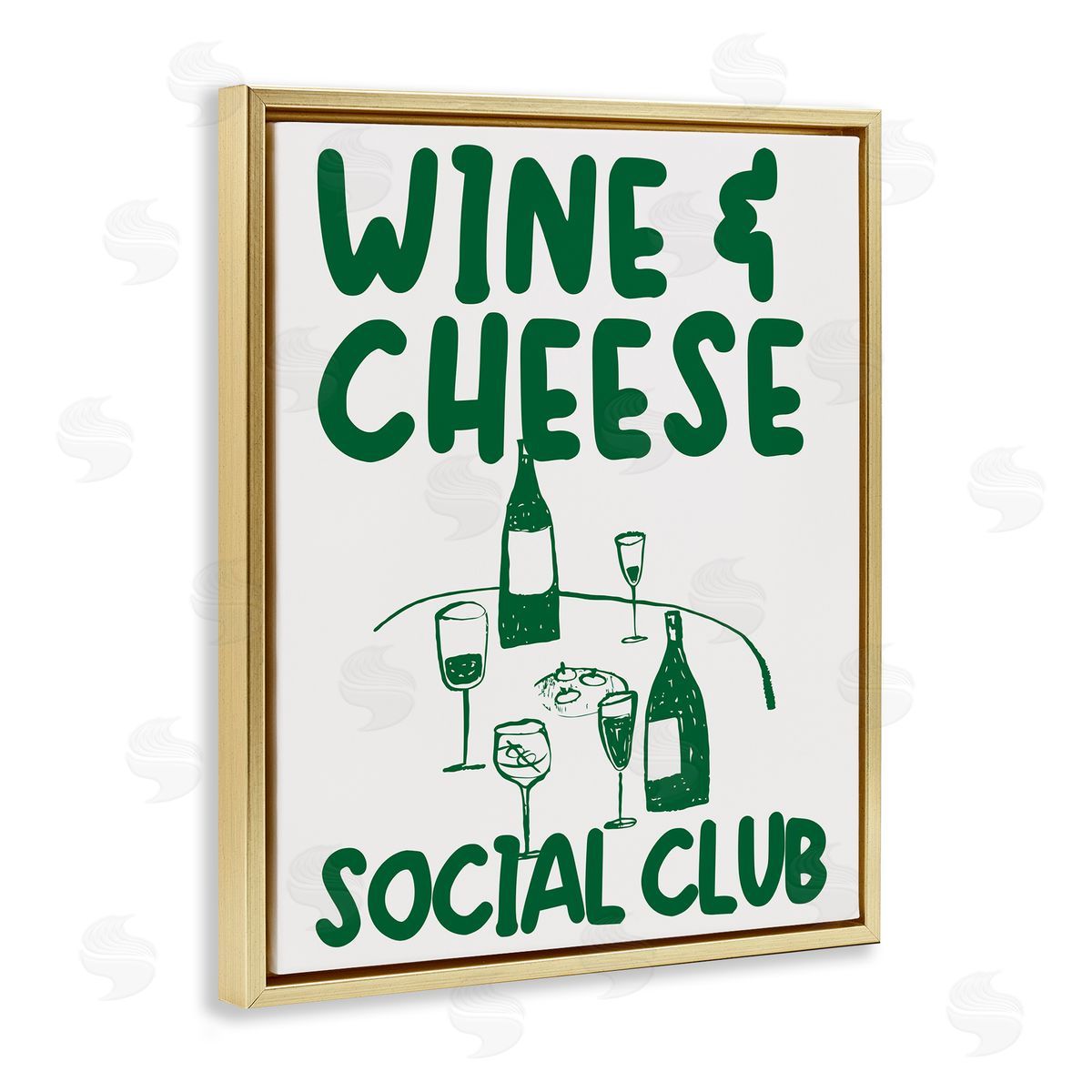 Wine & Cheese Social Club Gold Floating Frame Canvas Wall Art, Home Decor by House of Lulu