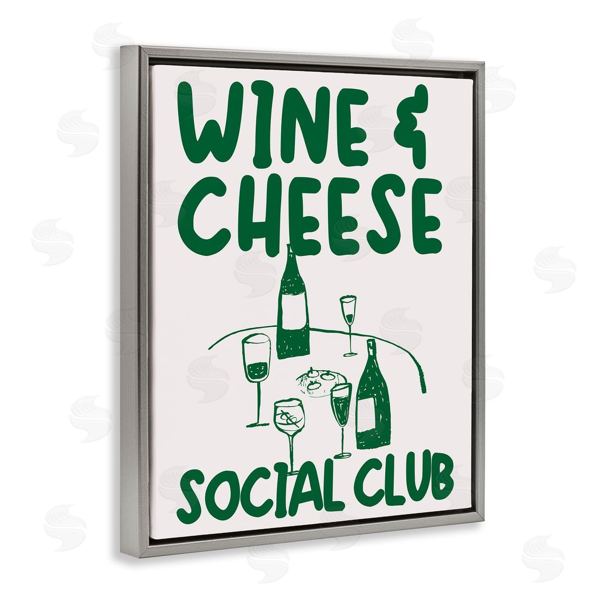 Wine & Cheese Social Club Grey Floating Frame Canvas Wall Art, Home Decor by House of Lulu
