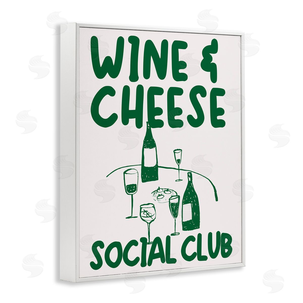 Wine & Cheese Social Club White Frame Print Wall Art, Home Decor by House of Lulu