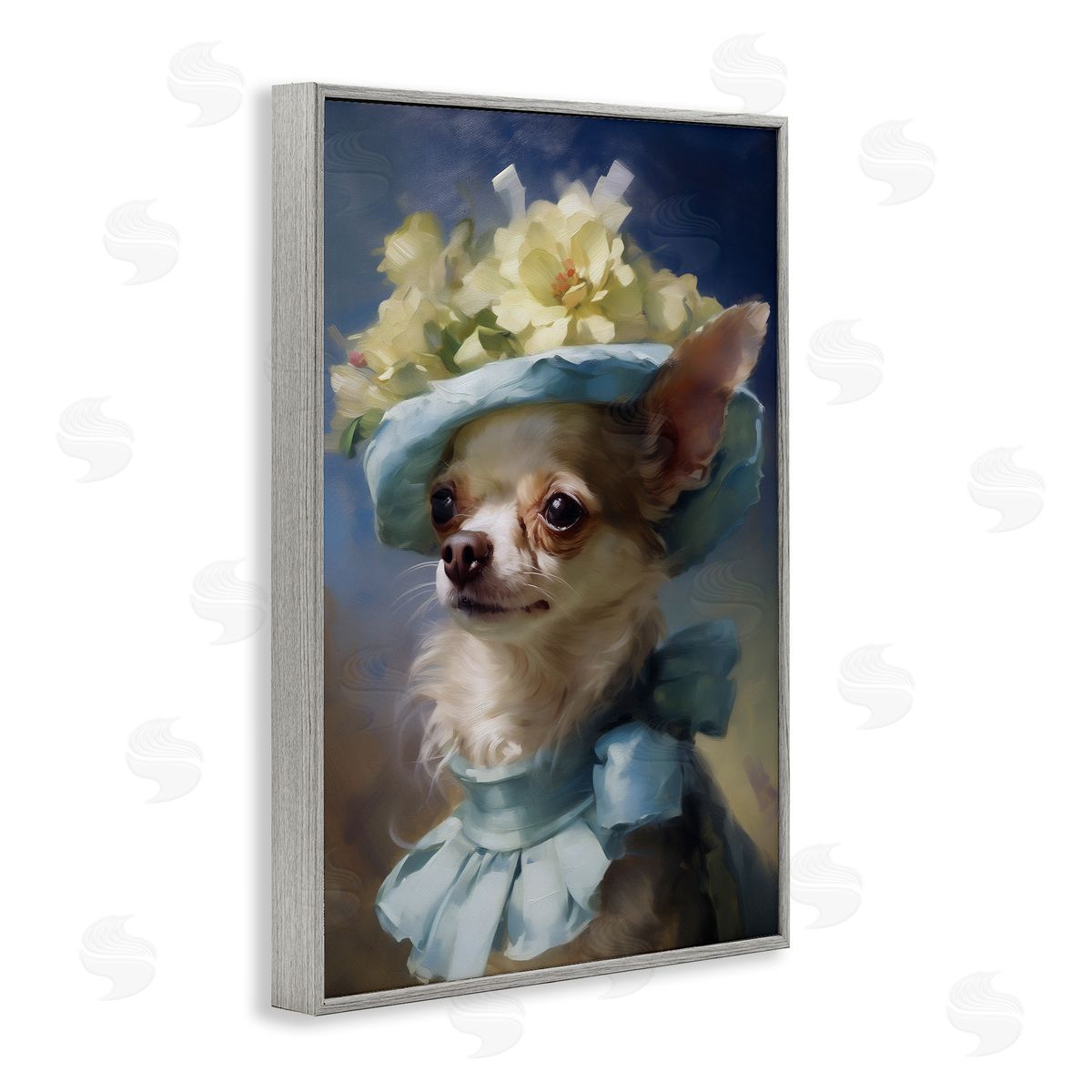 Dog with Fashionable Hat Grey Frame Print Wall Art, Home Decor by Wumples