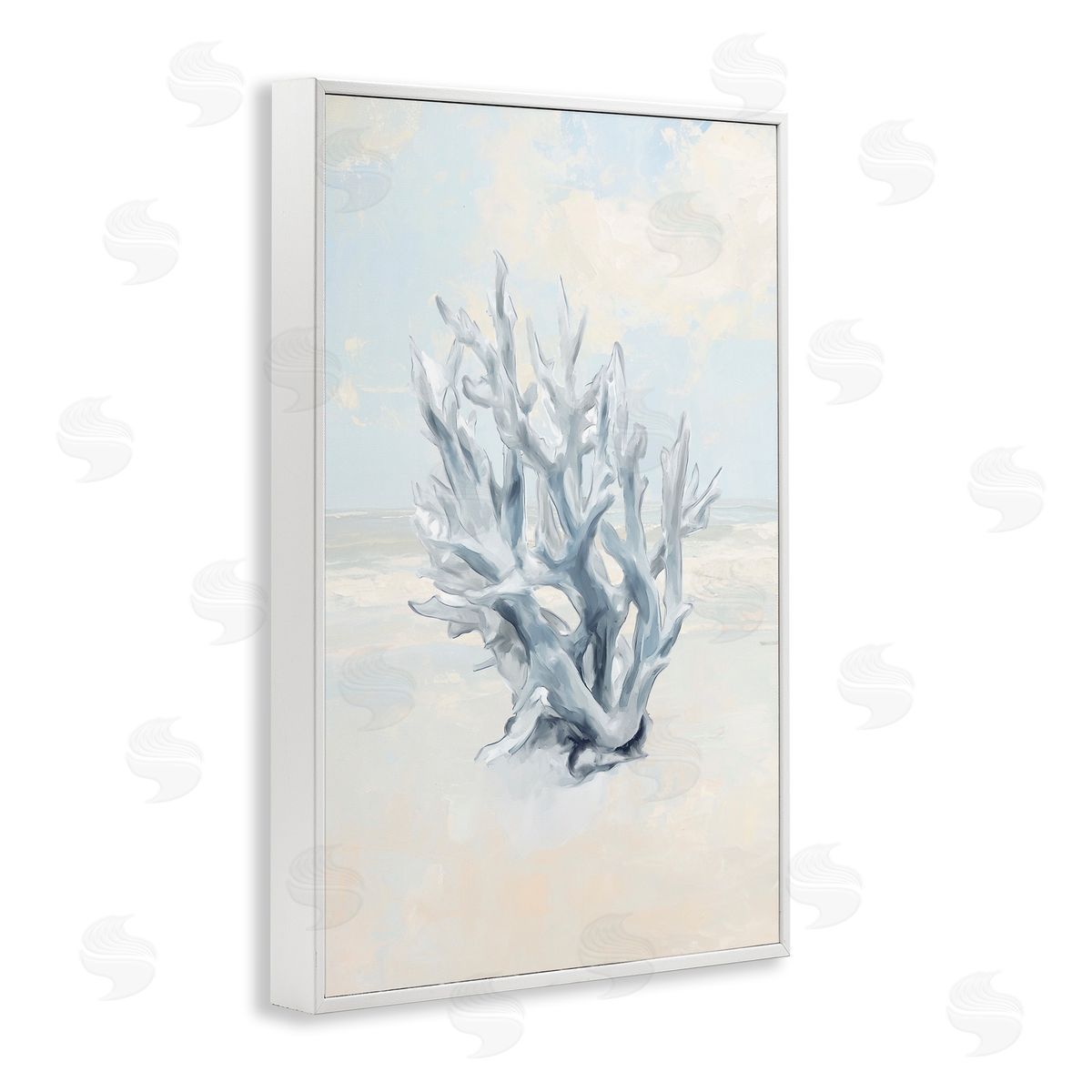 Soft Minimal Coral Branch White Frame Print Wall Art, Home Decor by Ramona Murdock