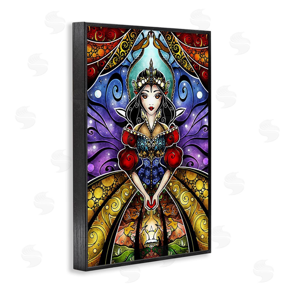 Nouveau Princess Portrait Black Frame Print Wall Art, Home Decor by Mandie Manzano