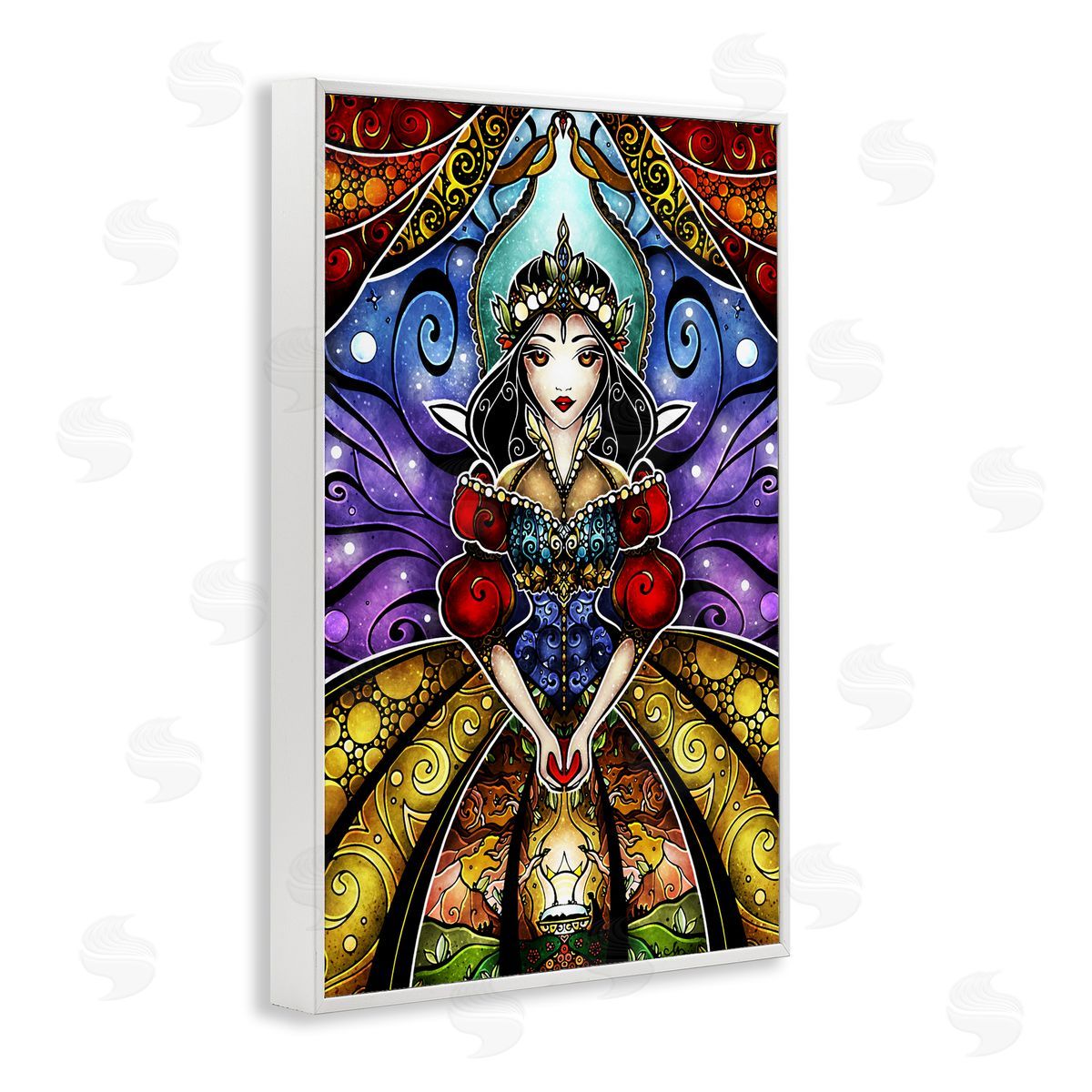 Nouveau Princess Portrait White Frame Print Wall Art, Home Decor by Mandie Manzano