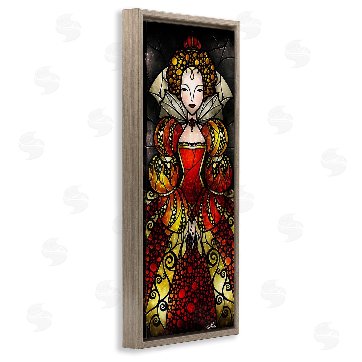 Royal Elizabeth I Portrait Brown Floating Frame Canvas Wall Art, Home Decor by Mandie Manzano
