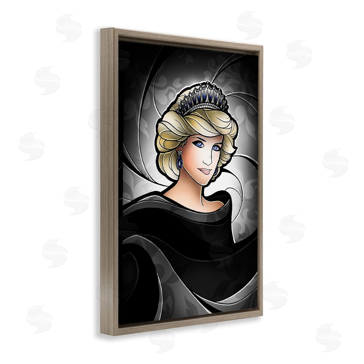 Royal Peoples' Princess Brown Floating Frame Canvas Wall Art, Home Decor by Mandie Manzano
