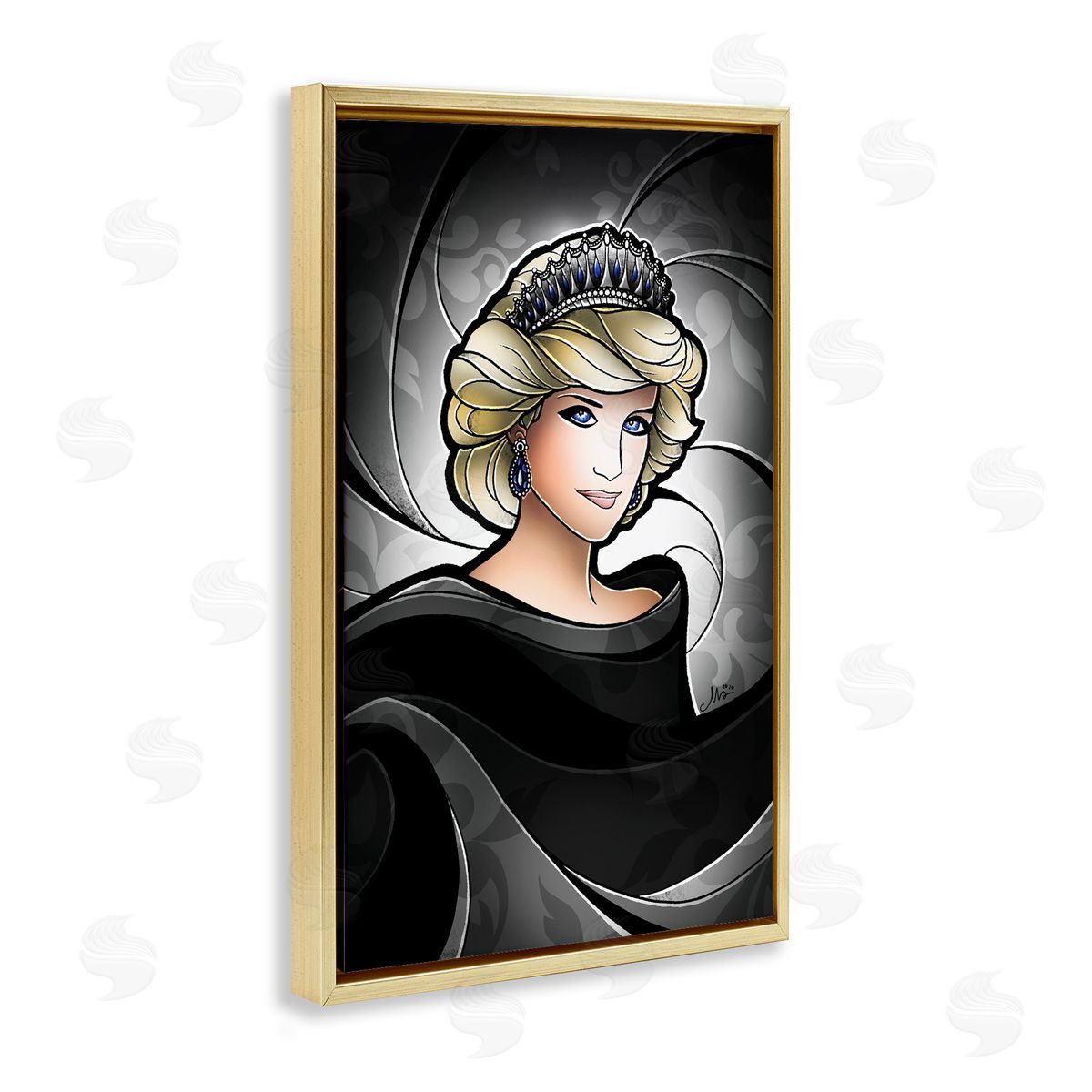 Royal Peoples' Princess Gold Floating Frame Canvas Wall Art, Home Decor by Mandie Manzano