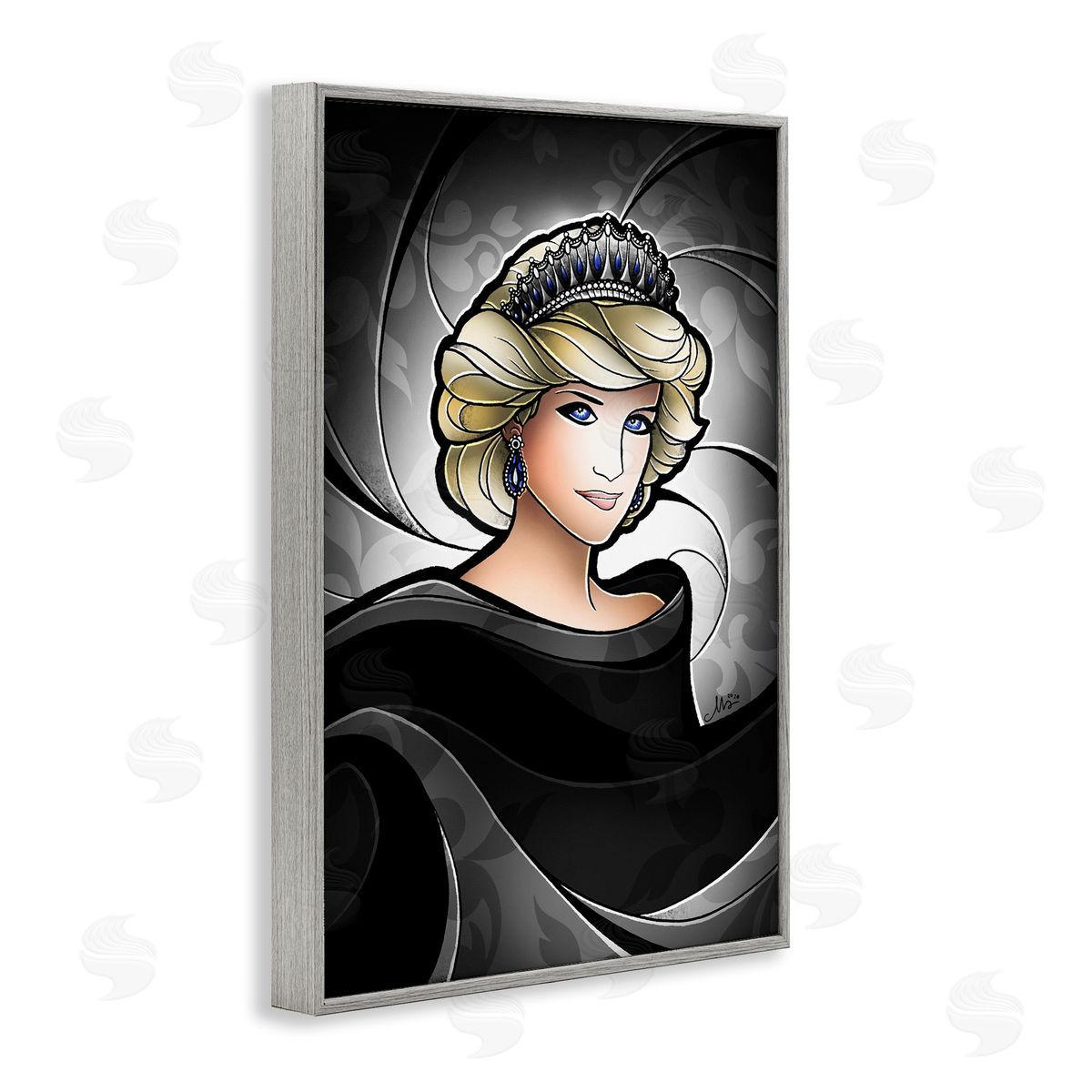 Royal Peoples' Princess Grey Frame Print Wall Art, Home Decor by Mandie Manzano