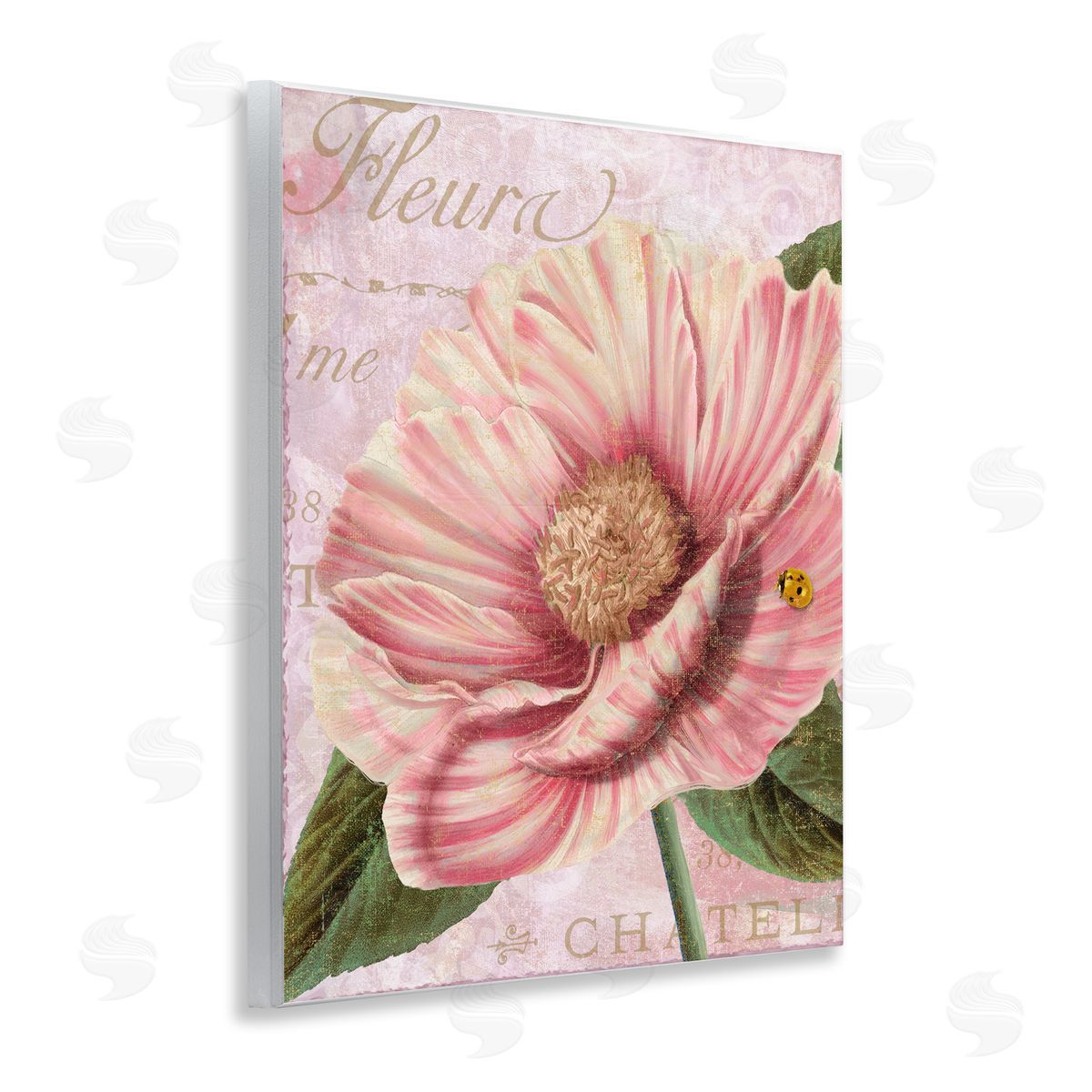 French Flower & Ladybug Wood Plaque Wall Art, Home Decor by Sasha