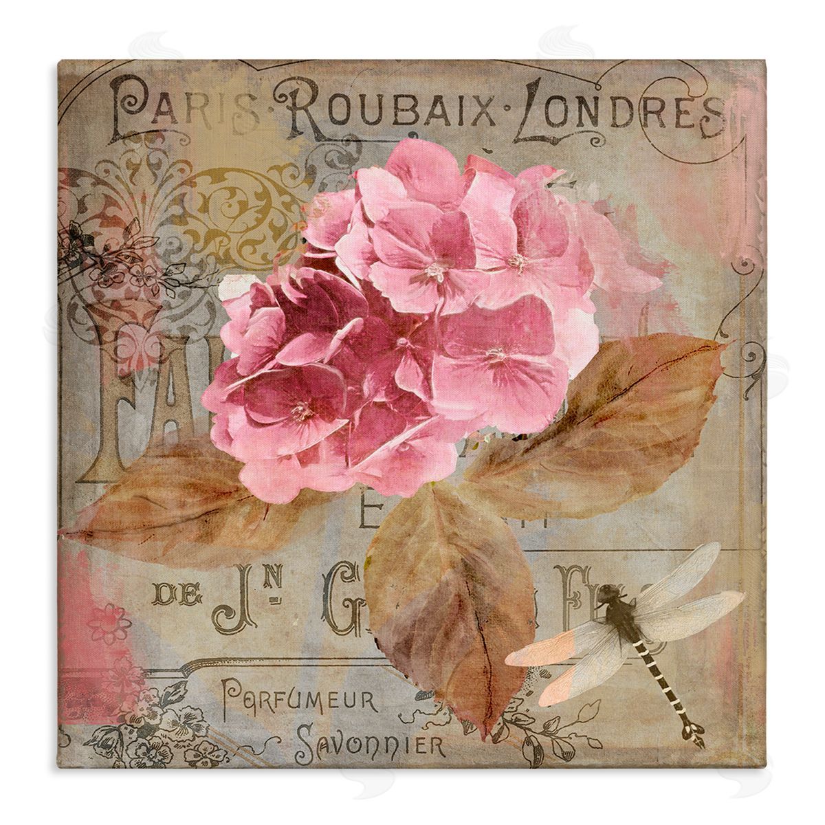 Vintage French Hydrangea Canvas Wall Art, Home Decor by Sasha