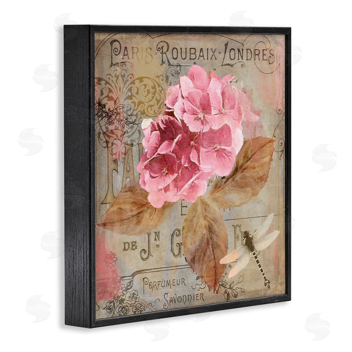 Vintage French Hydrangea Black Frame Print Wall Art, Home Decor by Sasha