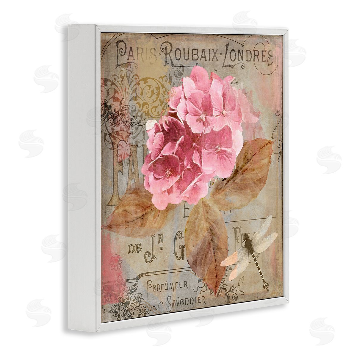 Vintage French Hydrangea White Frame Print Wall Art, Home Decor by Sasha