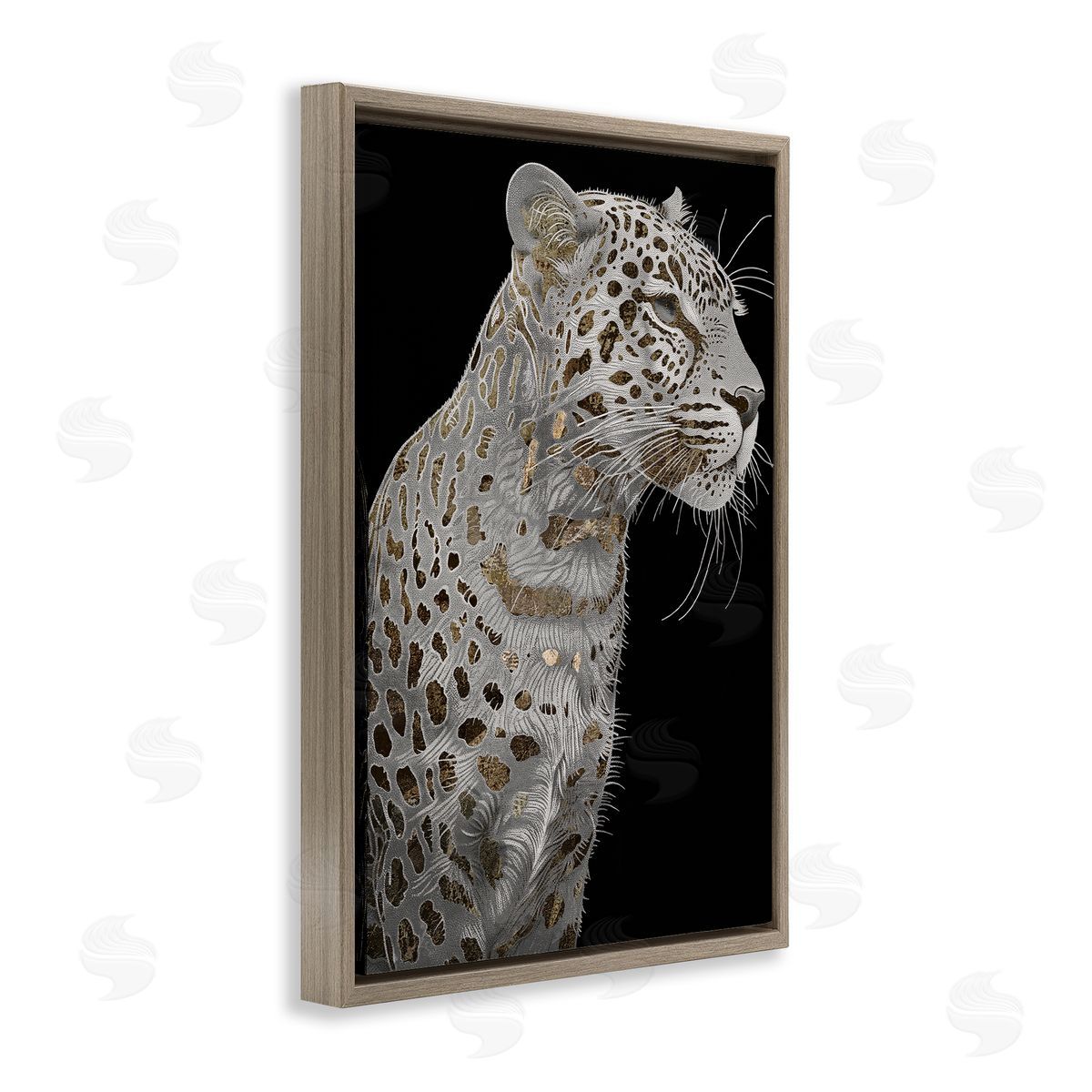 Elegant Glam Leopard Spots Brown Floating Frame Canvas Wall Art, Home Decor by Sasha
