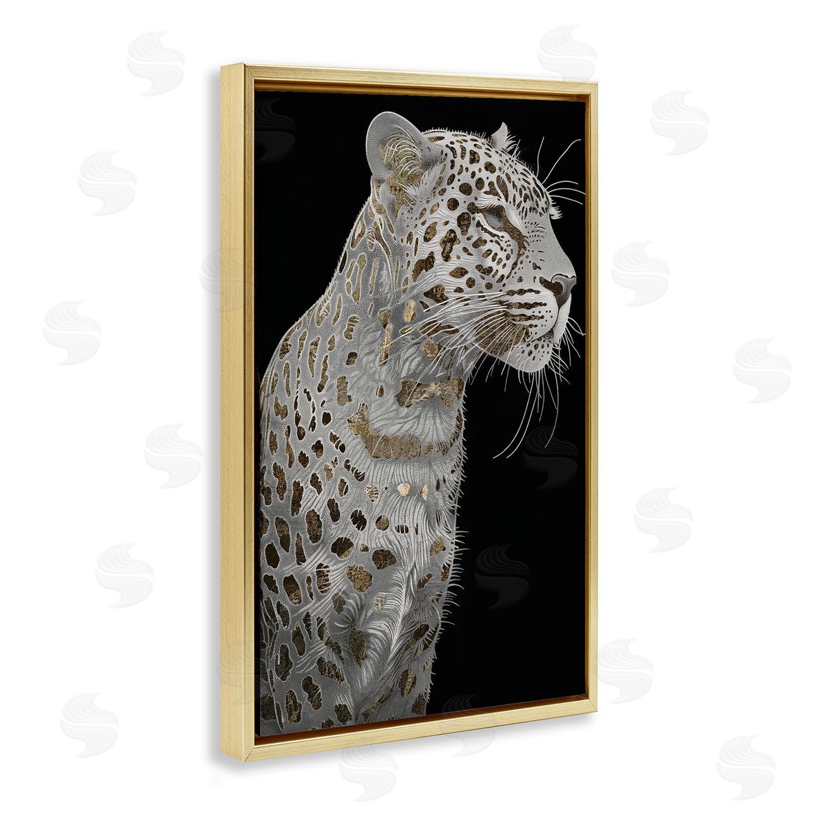 Elegant Glam Leopard Spots Gold Floating Frame Canvas Wall Art, Home Decor by Sasha