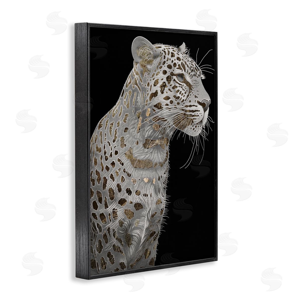 Elegant Glam Leopard Spots Black Frame Print Wall Art, Home Decor by Sasha