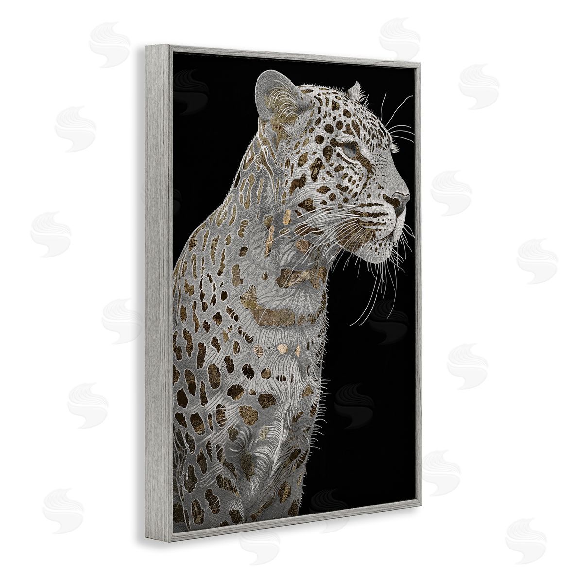 Elegant Glam Leopard Spots Grey Frame Print Wall Art, Home Decor by Sasha
