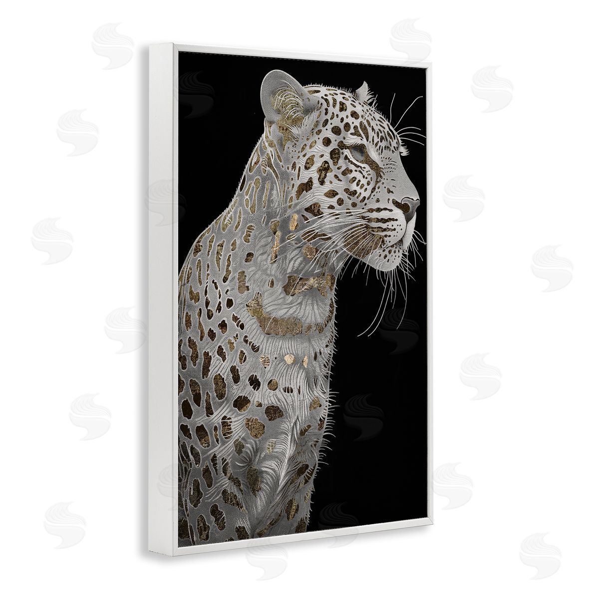 Elegant Glam Leopard Spots White Frame Print Wall Art, Home Decor by Sasha