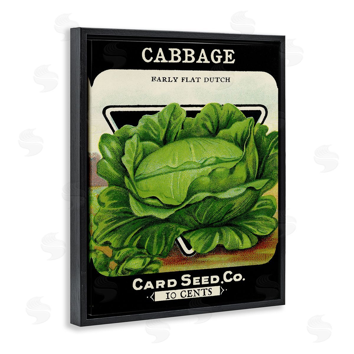 Vintage Garden Cabbage Black Floating Frame Canvas Wall Art, Home Decor by Stupell Studio