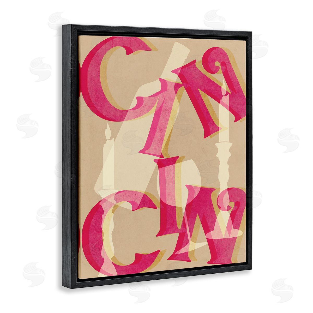 Cheers Wine & Candles Black Floating Frame Canvas Wall Art, Home Decor by Stupell Studio