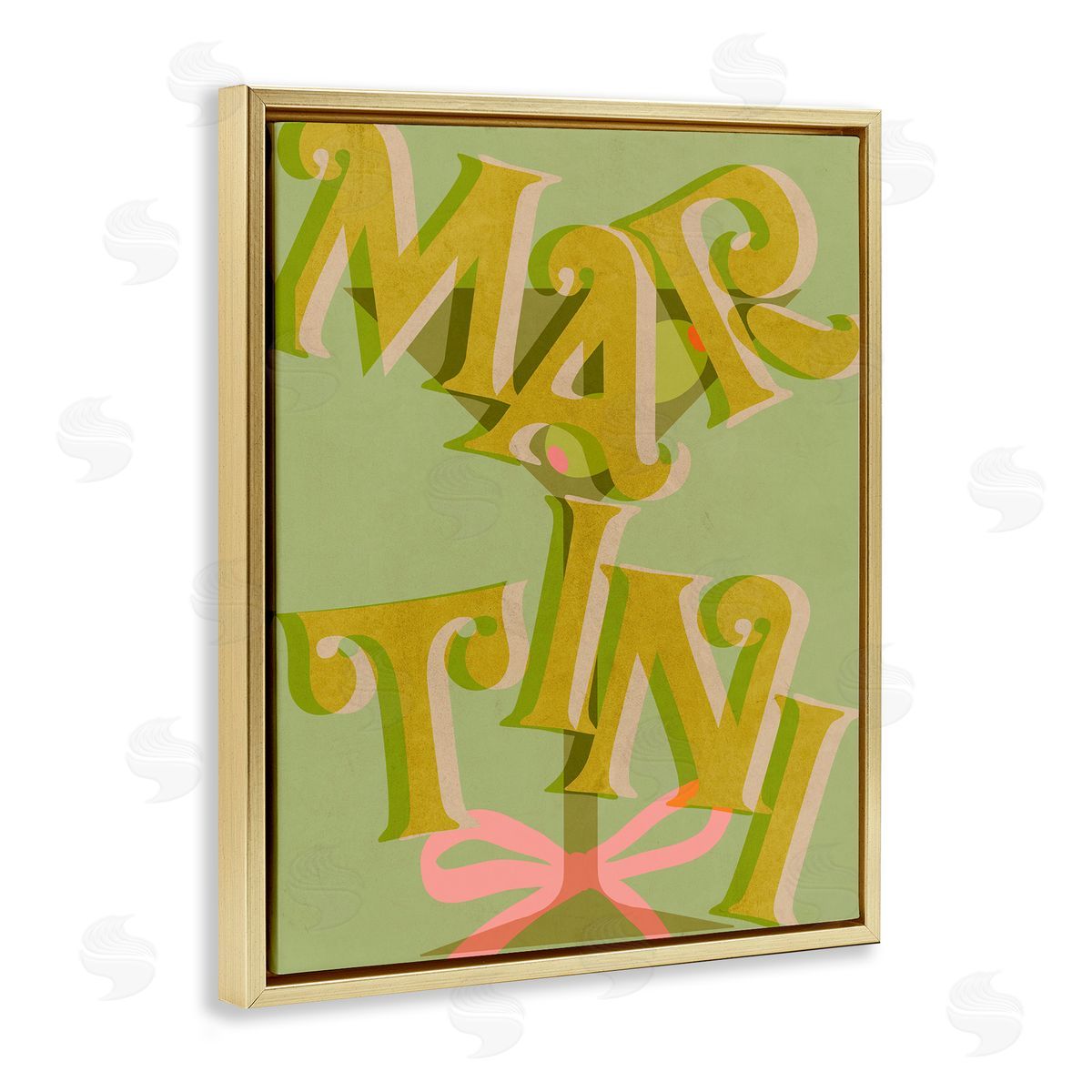 Classic Retro Martini Gold Floating Frame Canvas Wall Art, Home Decor by Stupell Studio