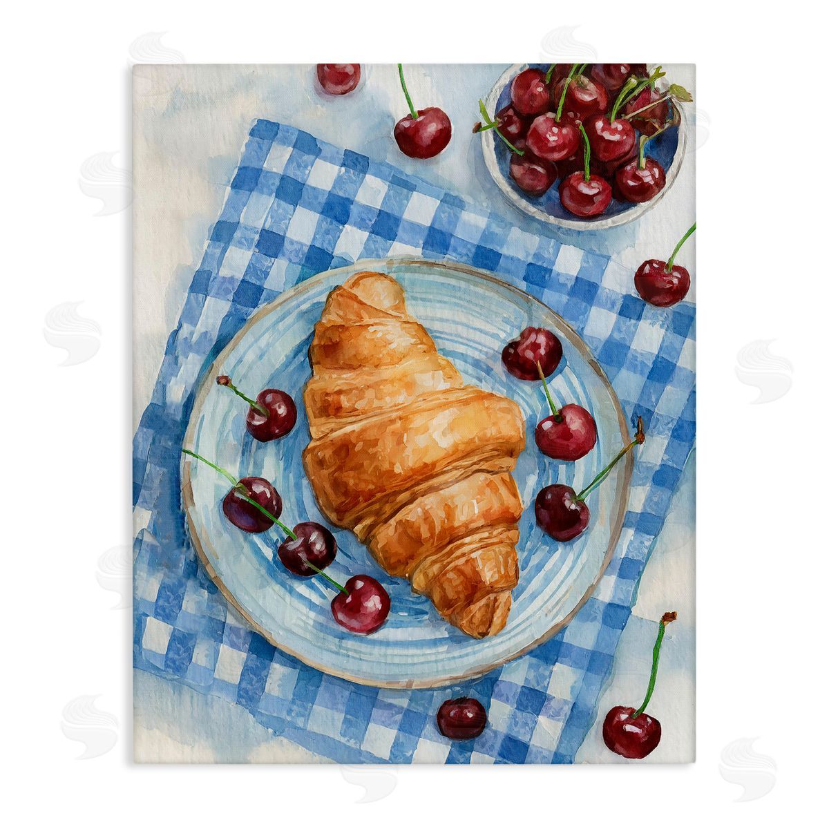 Cherries & Croissant Breakfast Canvas Wall Art, Home Decor by Stupell Studio