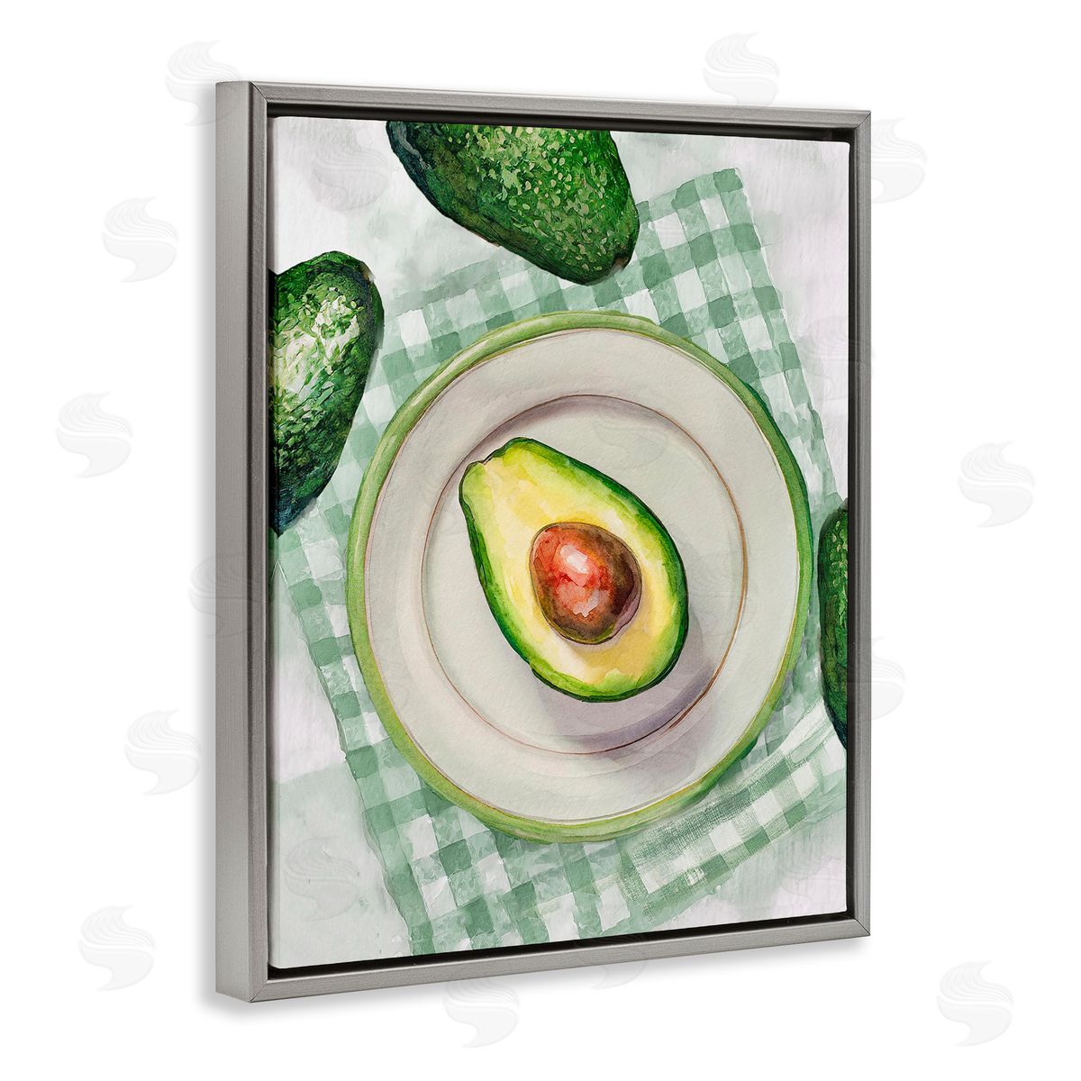 Delicious Avocado on Plate Grey Floating Frame Canvas Wall Art, Home Decor by Stupell Studio