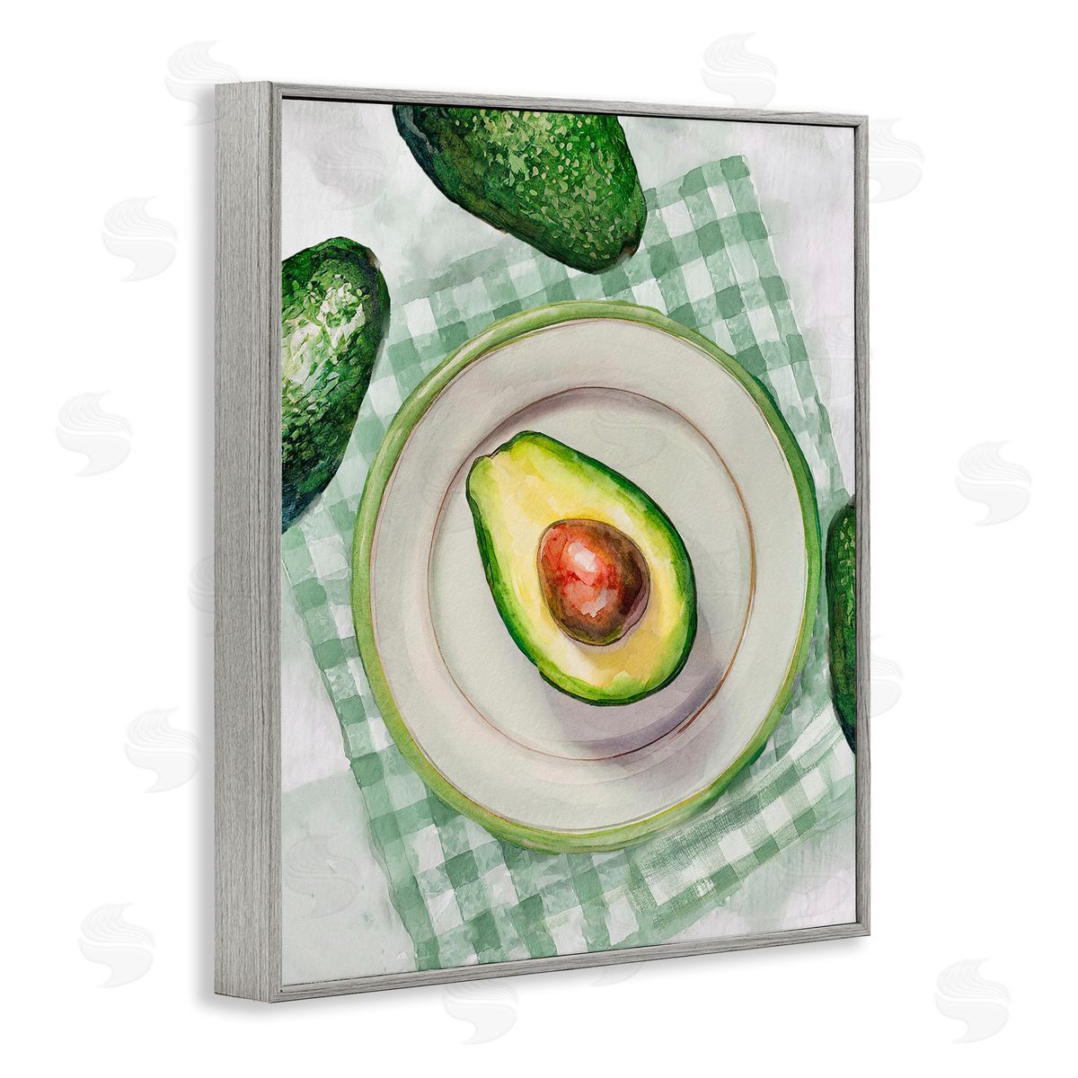Delicious Avocado on Plate Grey Frame Print Wall Art, Home Decor by Stupell Studio