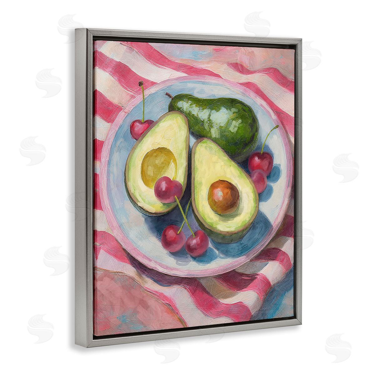 Avocado & Fruits Meal Grey Floating Frame Canvas Wall Art, Home Decor by Stupell Studio