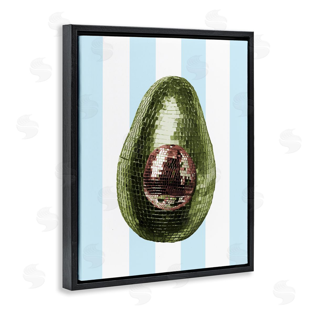 Disco Avocado on Blue Black Floating Frame Canvas Wall Art, Home Decor by Stupell Studio