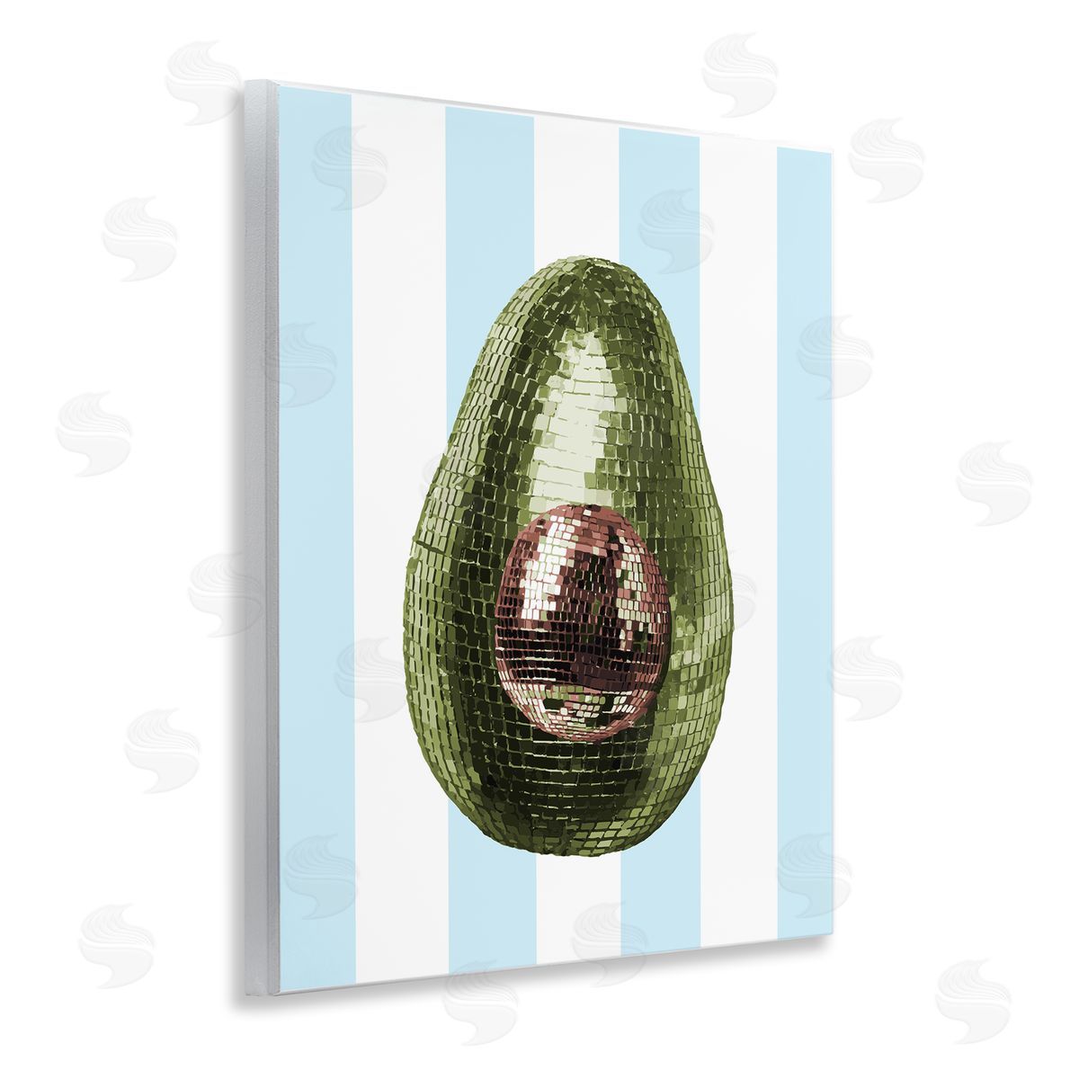 Disco Avocado on Blue Wood Plaque Wall Art, Home Decor by Stupell Studio