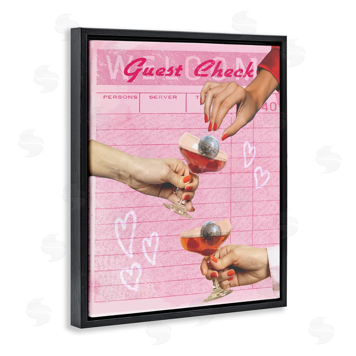 Cheers over Guest Check Black Floating Frame Canvas Wall Art, Home Decor by Stupell Studio