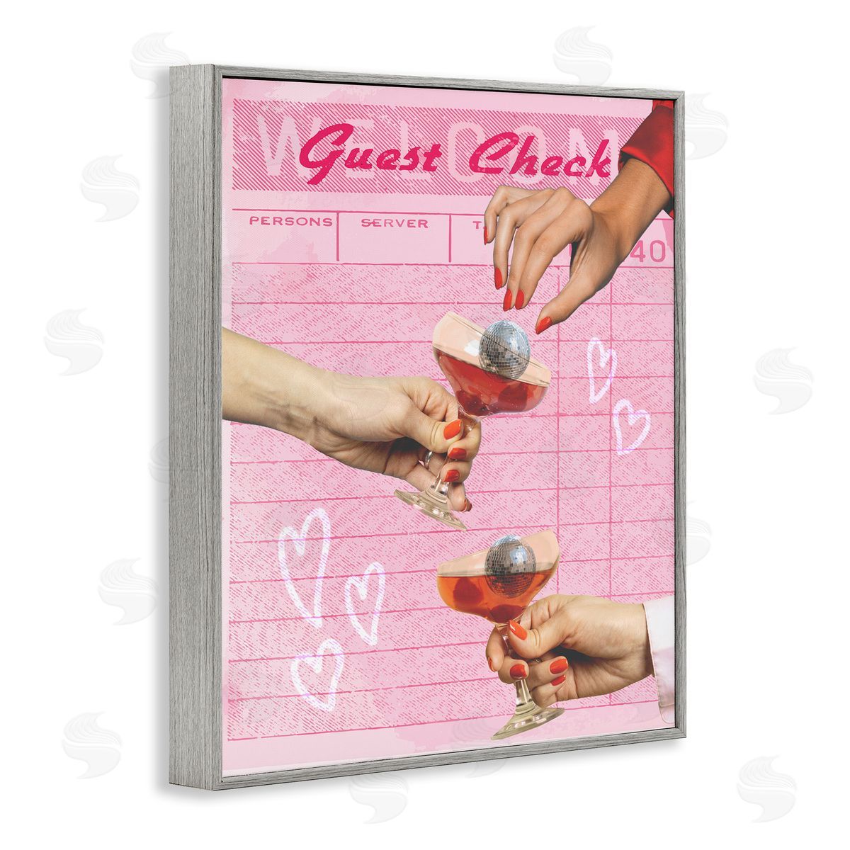 Cheers over Guest Check Grey Frame Print Wall Art, Home Decor by Stupell Studio