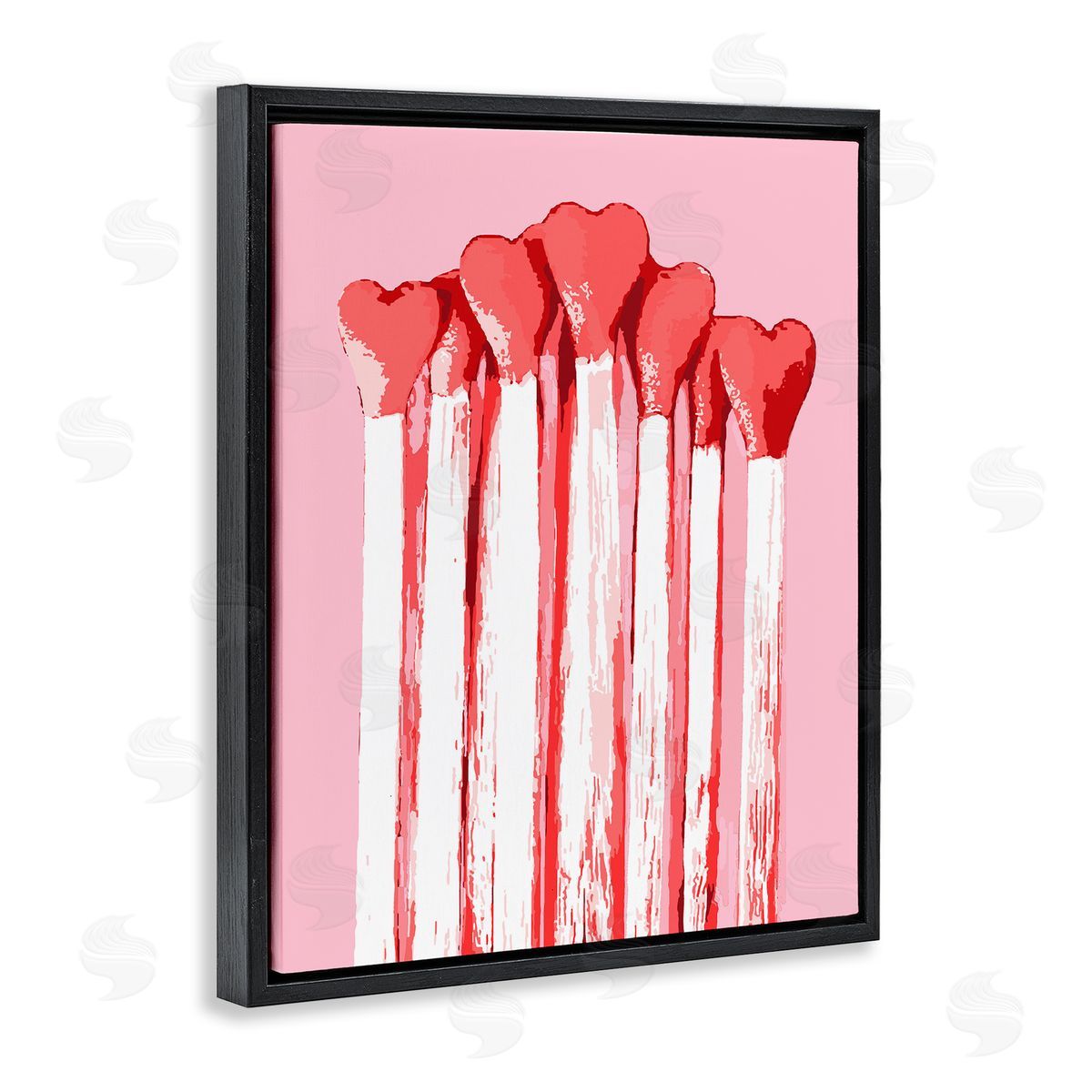 Pastel Pink Heart Matches Black Floating Frame Canvas Wall Art, Home Decor by Stupell Studio