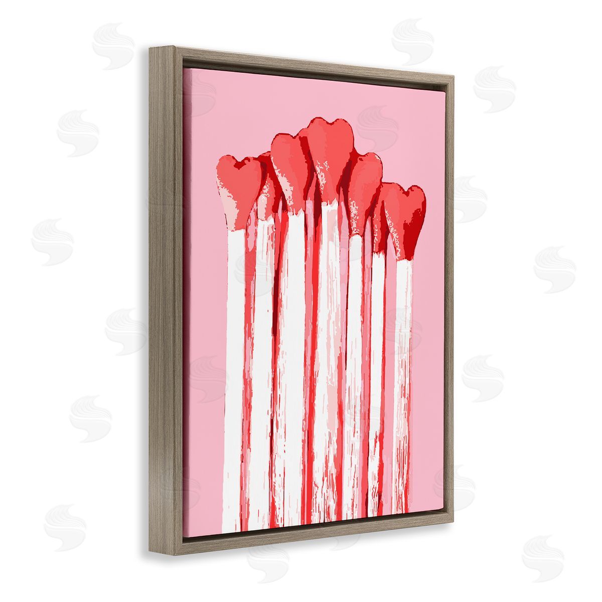 Pastel Pink Heart Matches Brown Floating Frame Canvas Wall Art, Home Decor by Stupell Studio