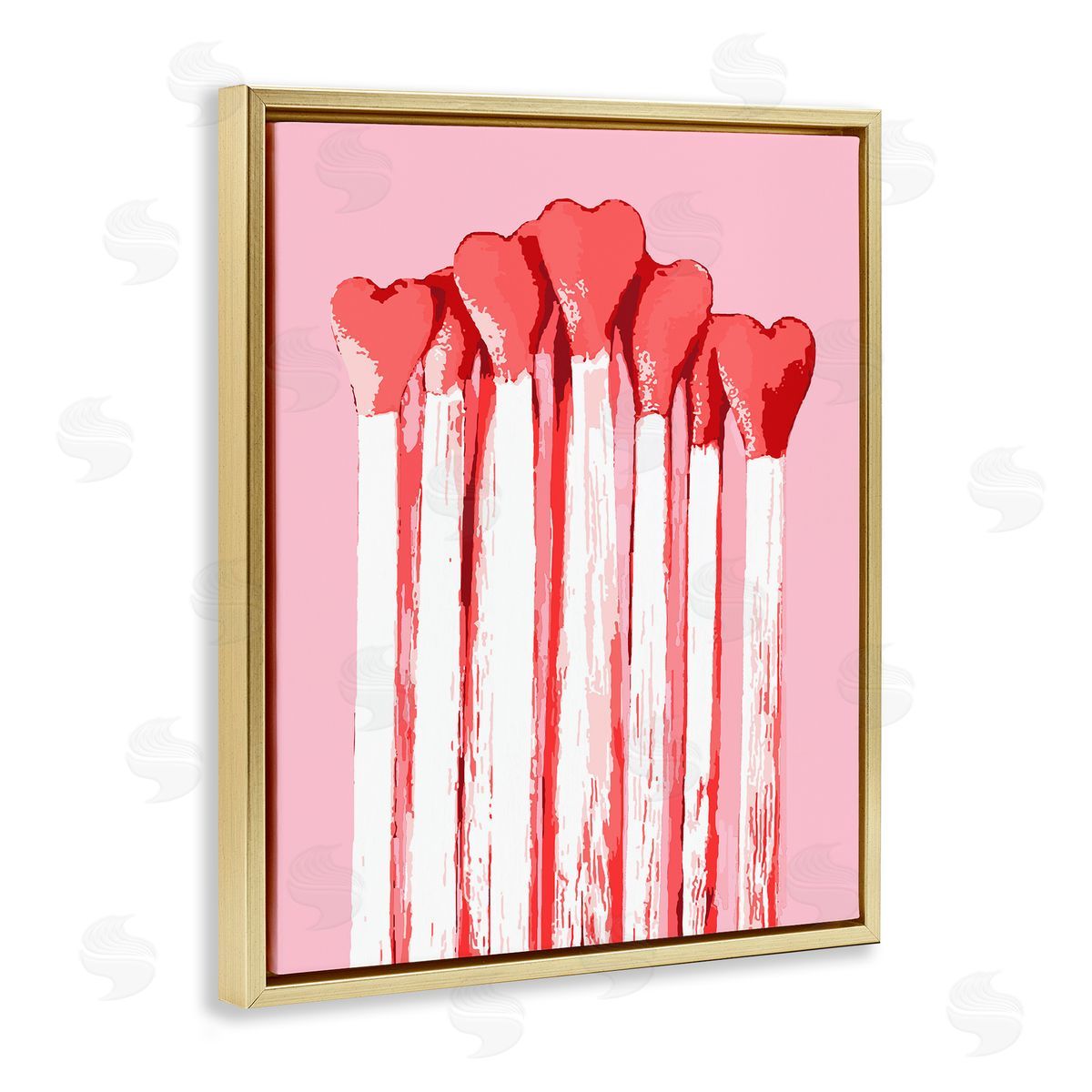 Pastel Pink Heart Matches Gold Floating Frame Canvas Wall Art, Home Decor by Stupell Studio