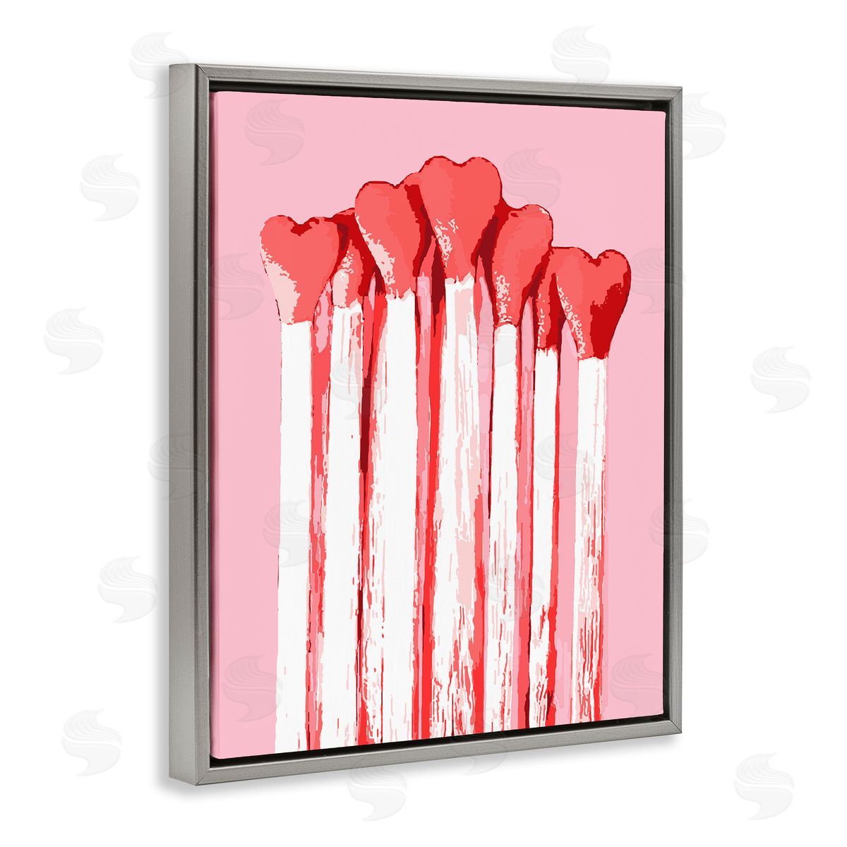 Pastel Pink Heart Matches Grey Floating Frame Canvas Wall Art, Home Decor by Stupell Studio