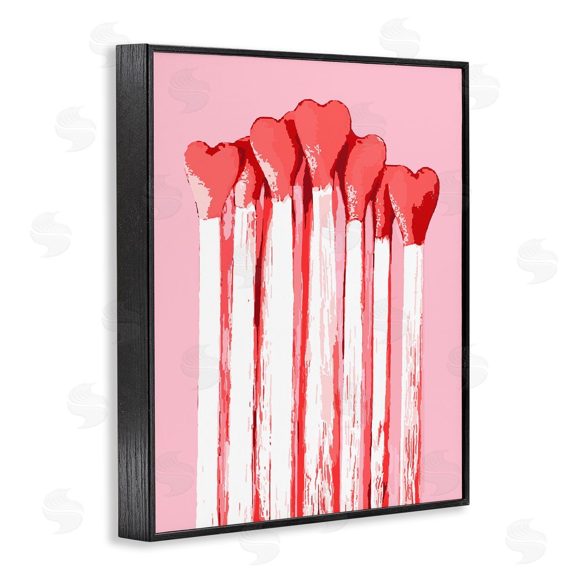 Pastel Pink Heart Matches Black Frame Print Wall Art, Home Decor by Stupell Studio