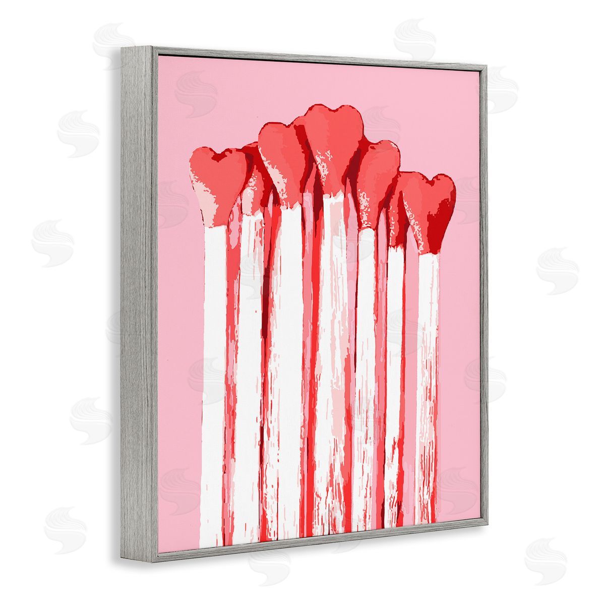 Pastel Pink Heart Matches Grey Frame Print Wall Art, Home Decor by Stupell Studio