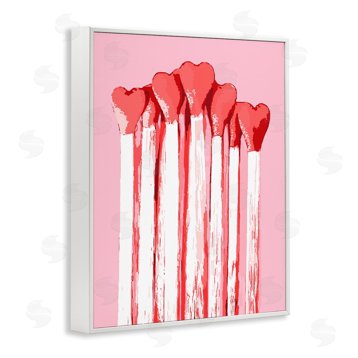 Pastel Pink Heart Matches White Frame Print Wall Art, Home Decor by Stupell Studio