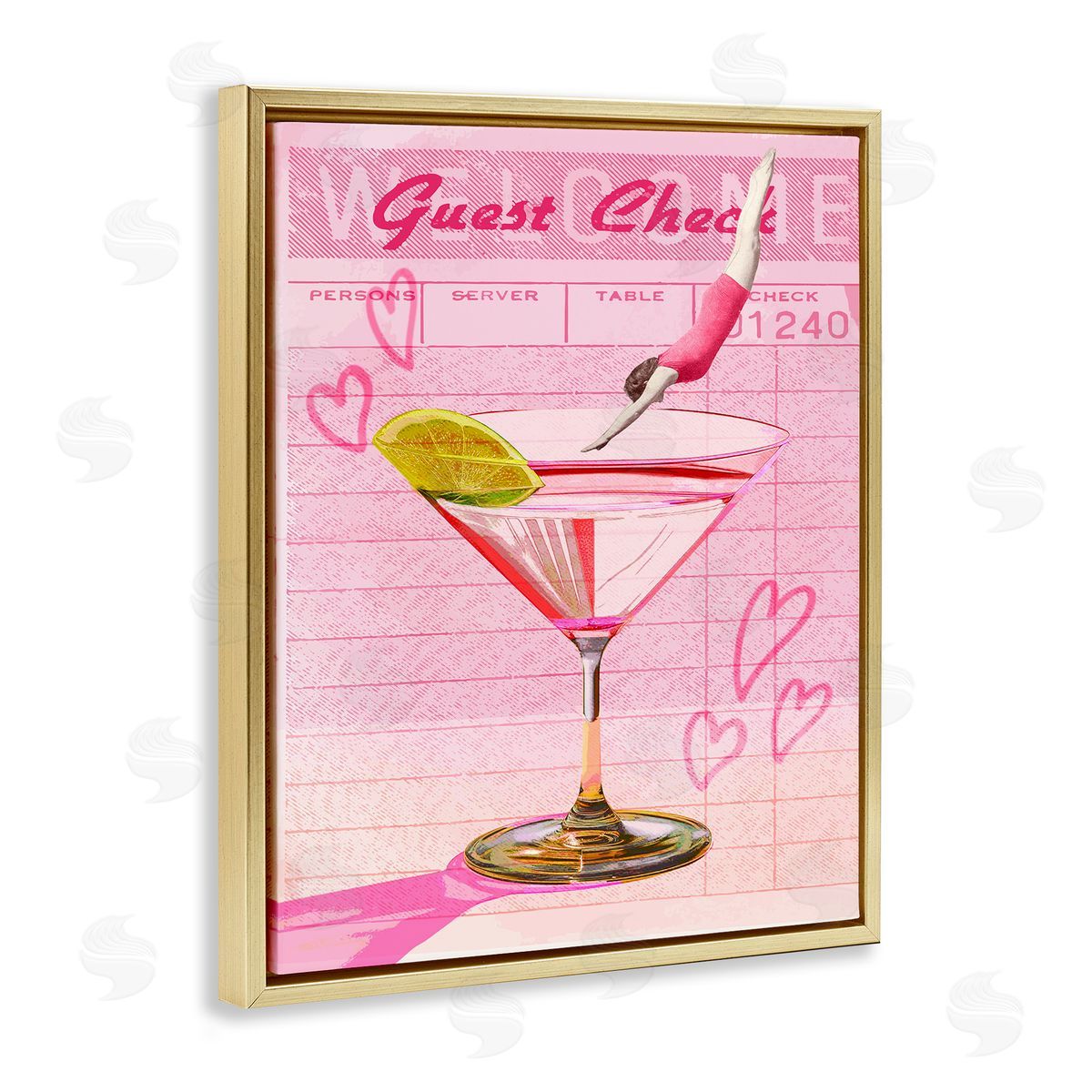 Diver into Cocktail Guest Check Gold Floating Frame Canvas Wall Art, Home Decor by Stupell Studio
