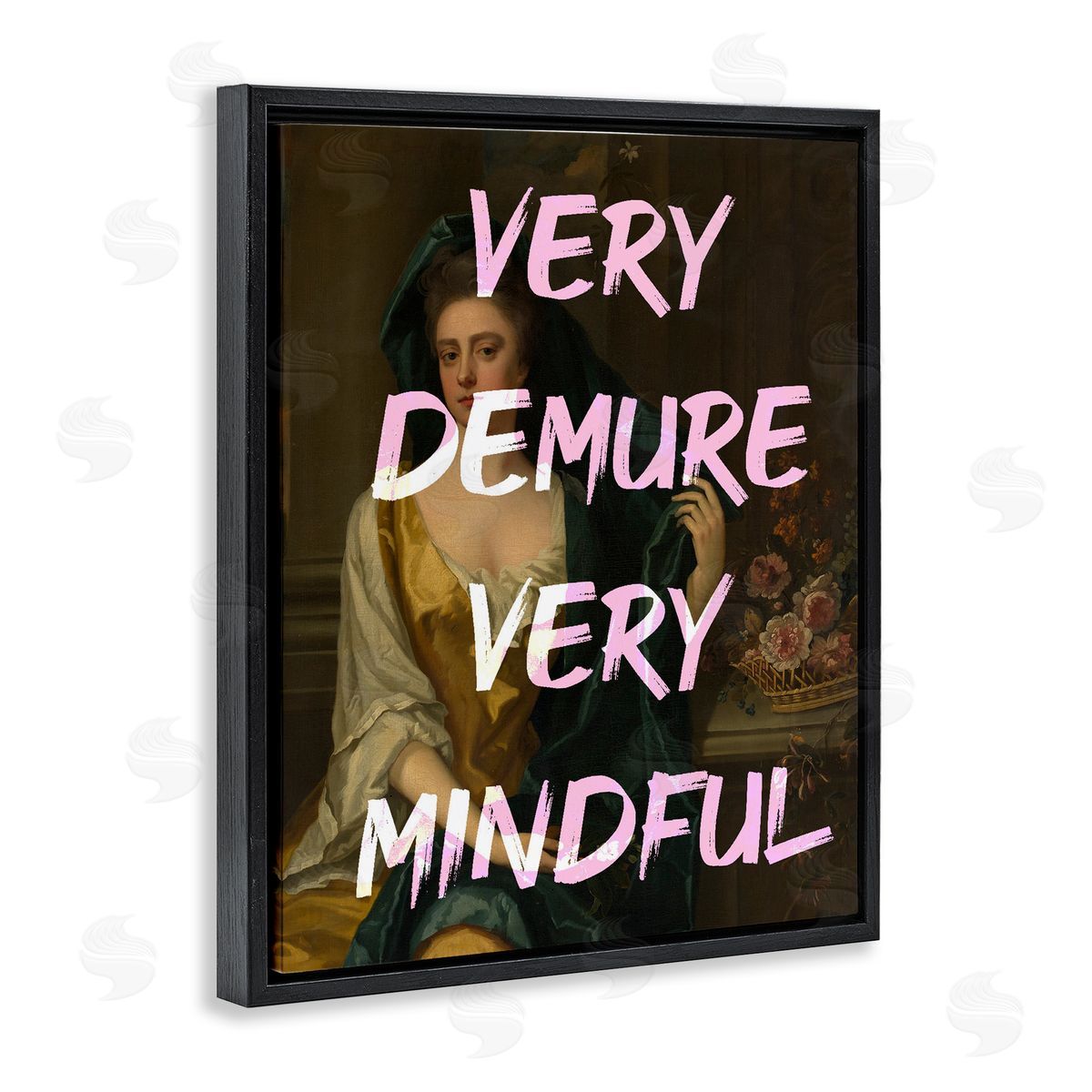Very Demure & Mindful Classic Black Floating Frame Canvas Wall Art, Home Decor by Stupell Studio