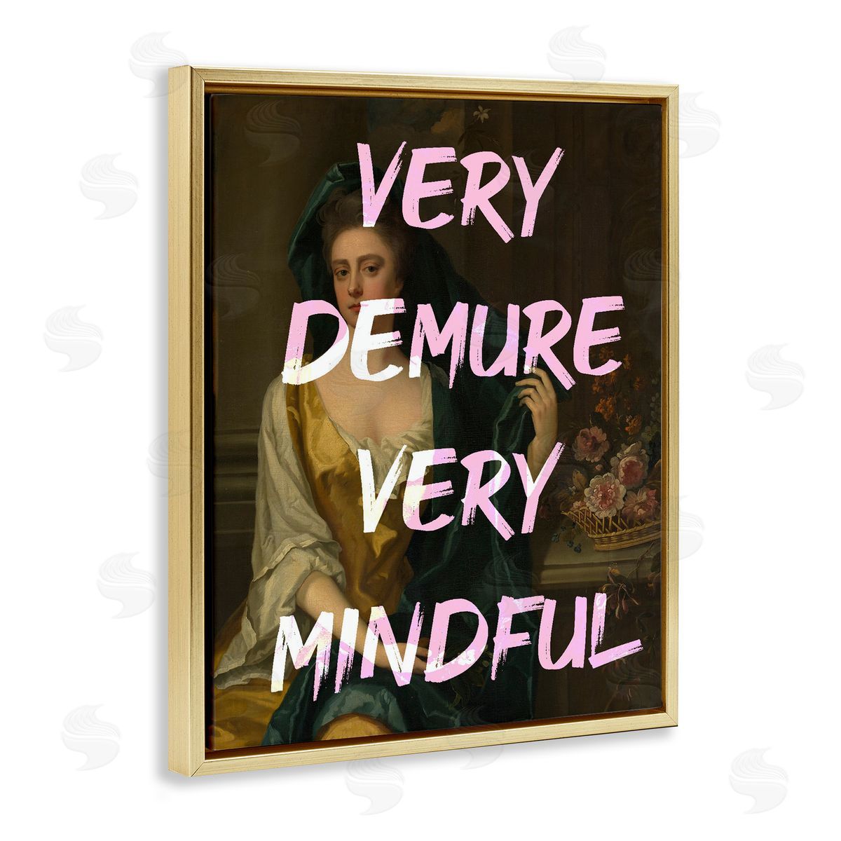 Very Demure & Mindful Classic Gold Floating Frame Canvas Wall Art, Home Decor by Stupell Studio