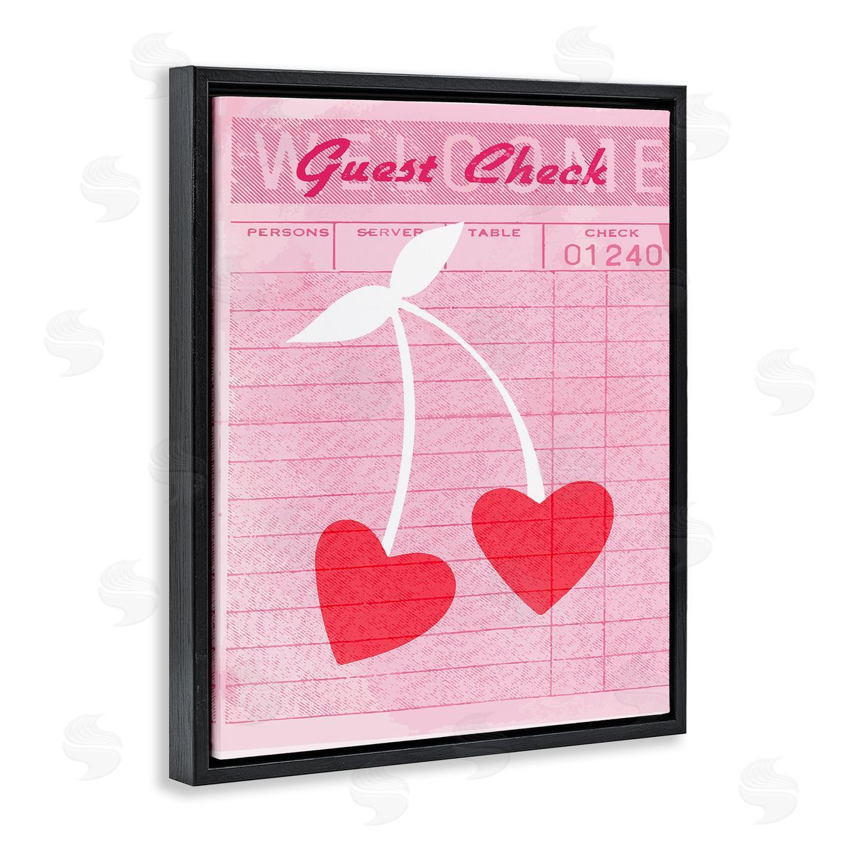 Cherries on Guest Check Black Floating Frame Canvas Wall Art, Home Decor by Stupell Studio