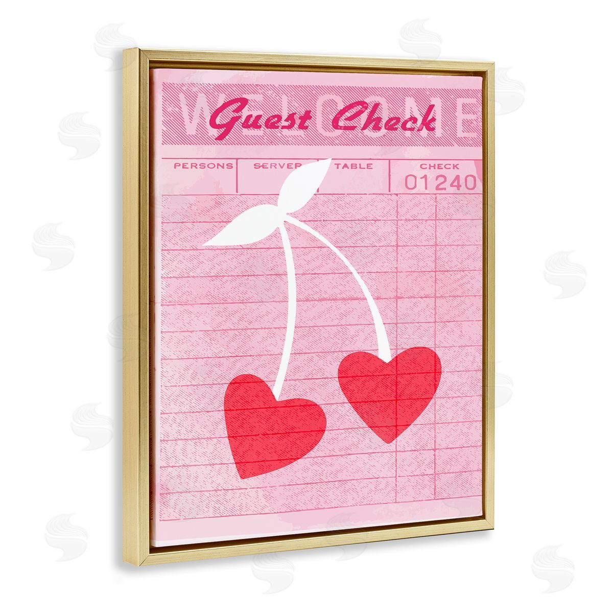 Cherries on Guest Check Gold Floating Frame Canvas Wall Art, Home Decor by Stupell Studio