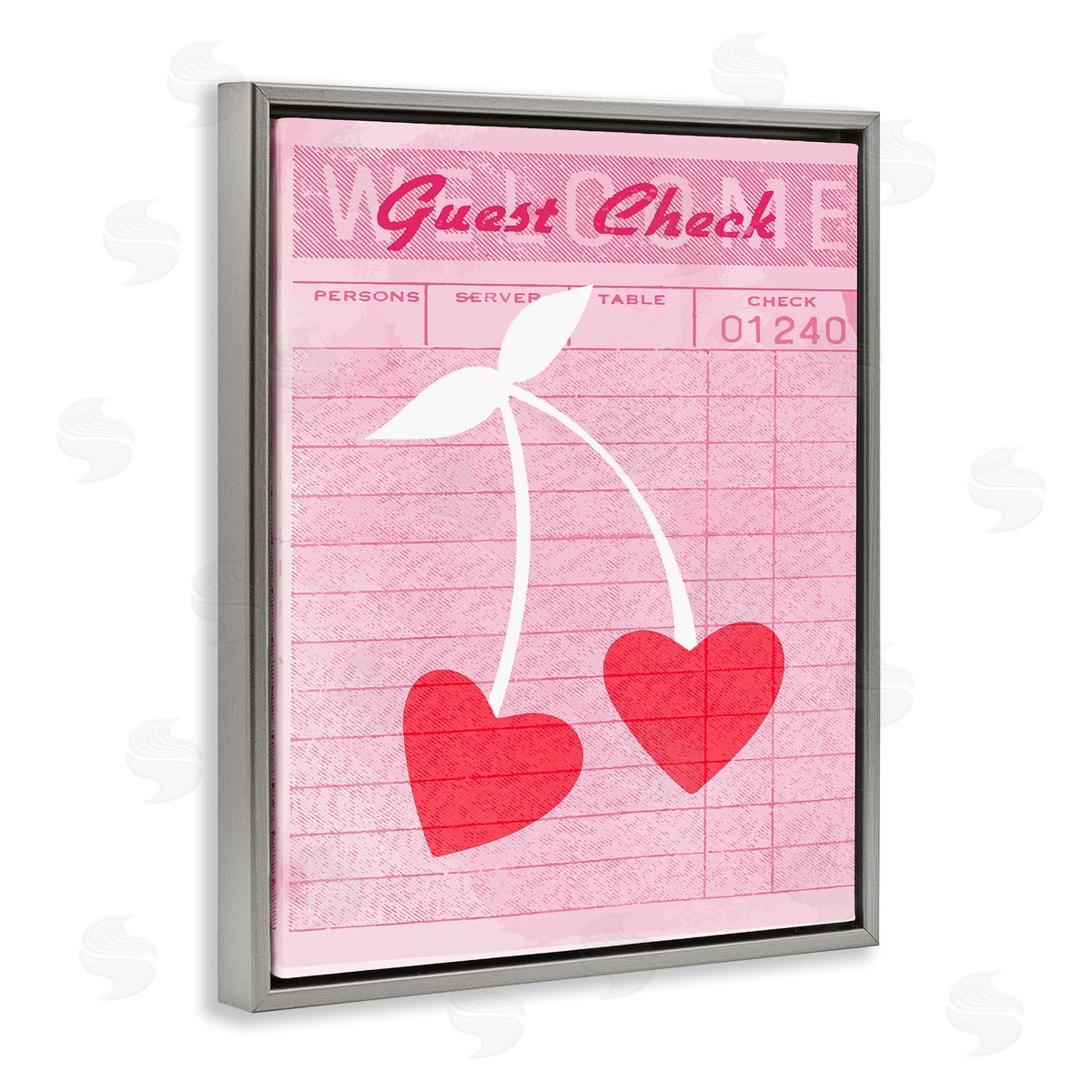Cherries on Guest Check Grey Floating Frame Canvas Wall Art, Home Decor by Stupell Studio